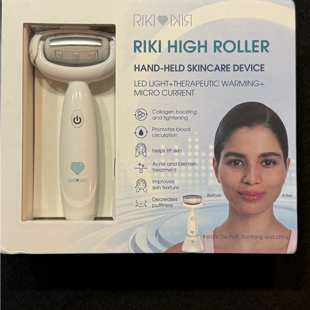 RIKI High Roller Skincare Device. LED light, therapeutic, warming.NEW SEALED BOX